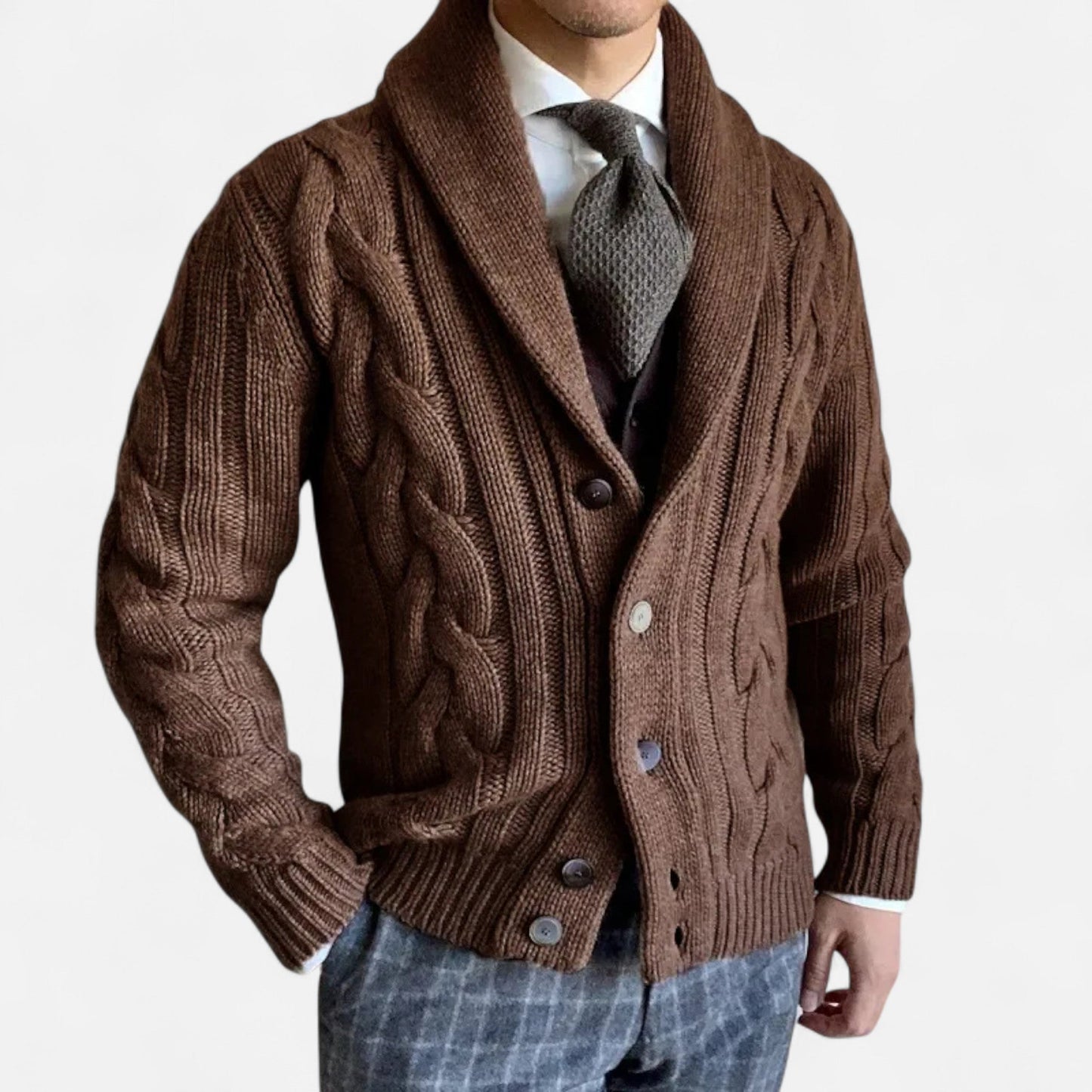 Just-Outlet | Men’s Cardigan – Knitted Twist Heritage Style