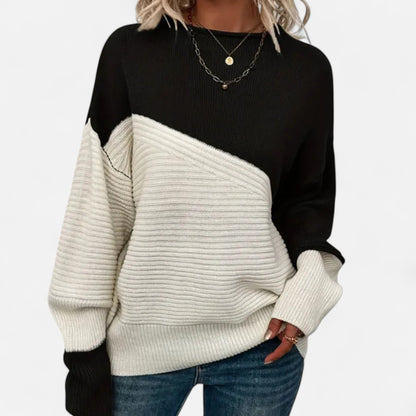 Just-Outlet | Women’s Knitted Sweater – Elegant Contrast Design