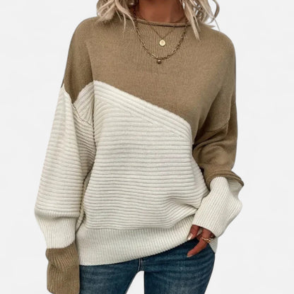 Just-Outlet | Women’s Knitted Sweater – Elegant Contrast Design