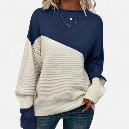 Just-Outlet | Women’s Knitted Sweater – Elegant Contrast Design