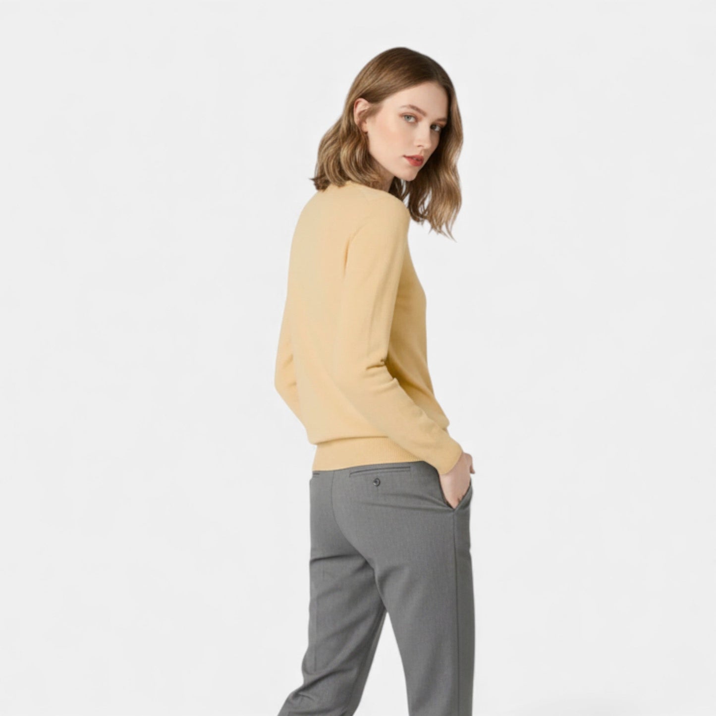 Just-Outlet | Women’s Merino Wool Sweater – Timeless O-Neck Elegance