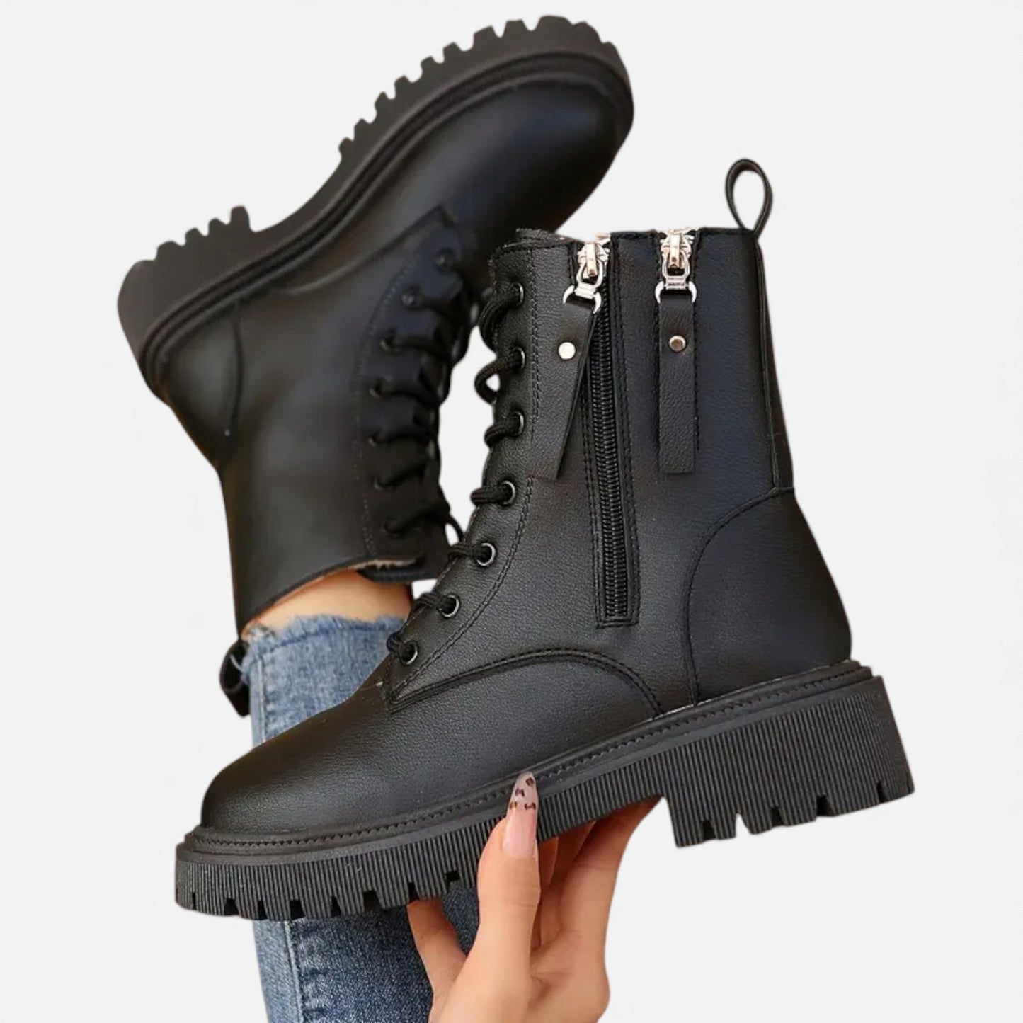 Just-Outlet | Women’s Chunky Platform Ankle Boots – Lace-Up All-Season Style