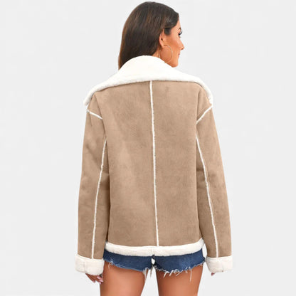 Just-Outlet | Women’s Faux-Wool Winter Jacket – Collar Coat with Pockets