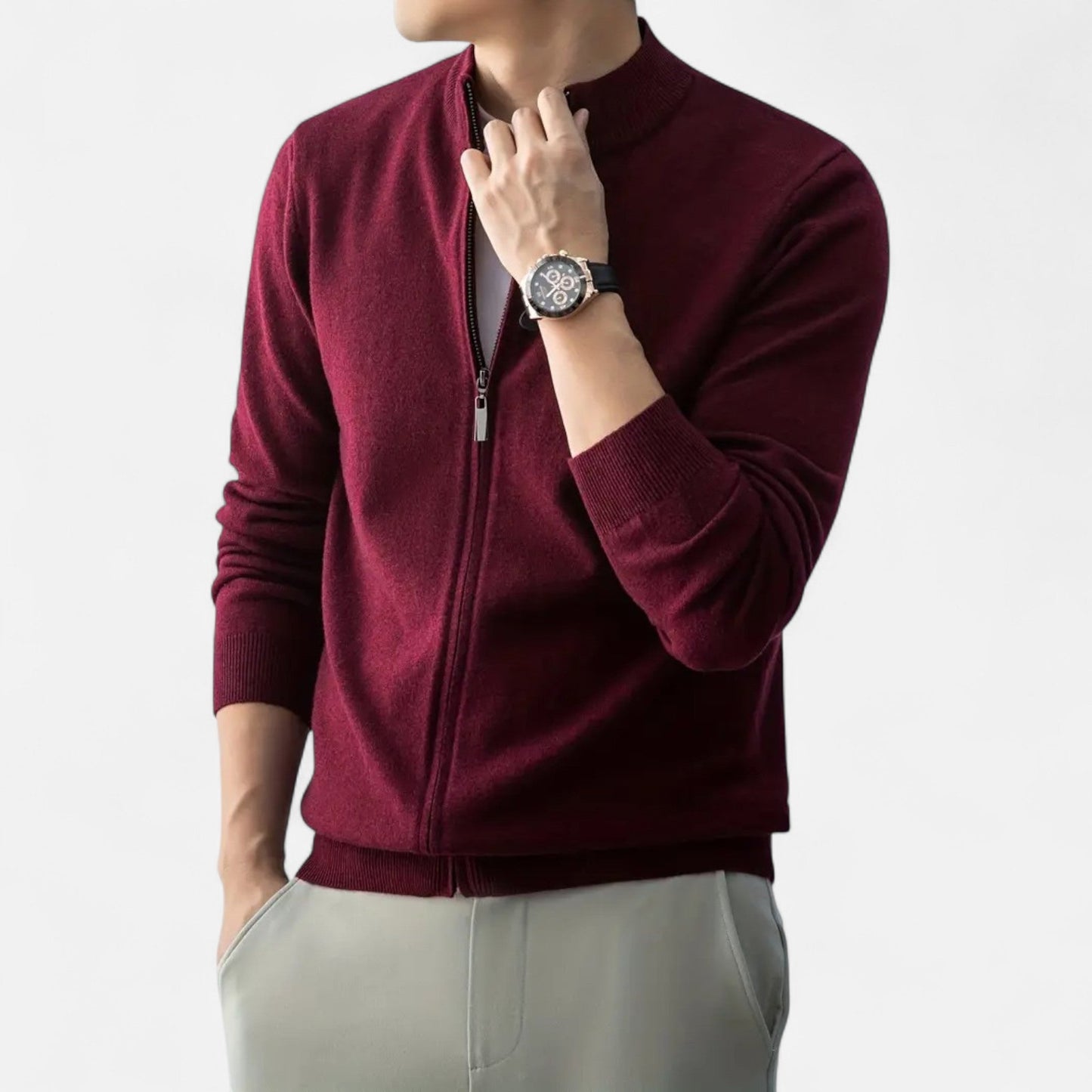 Just-Outlet | Men’s Full-Zip Sweater – Heritage Wool Blend