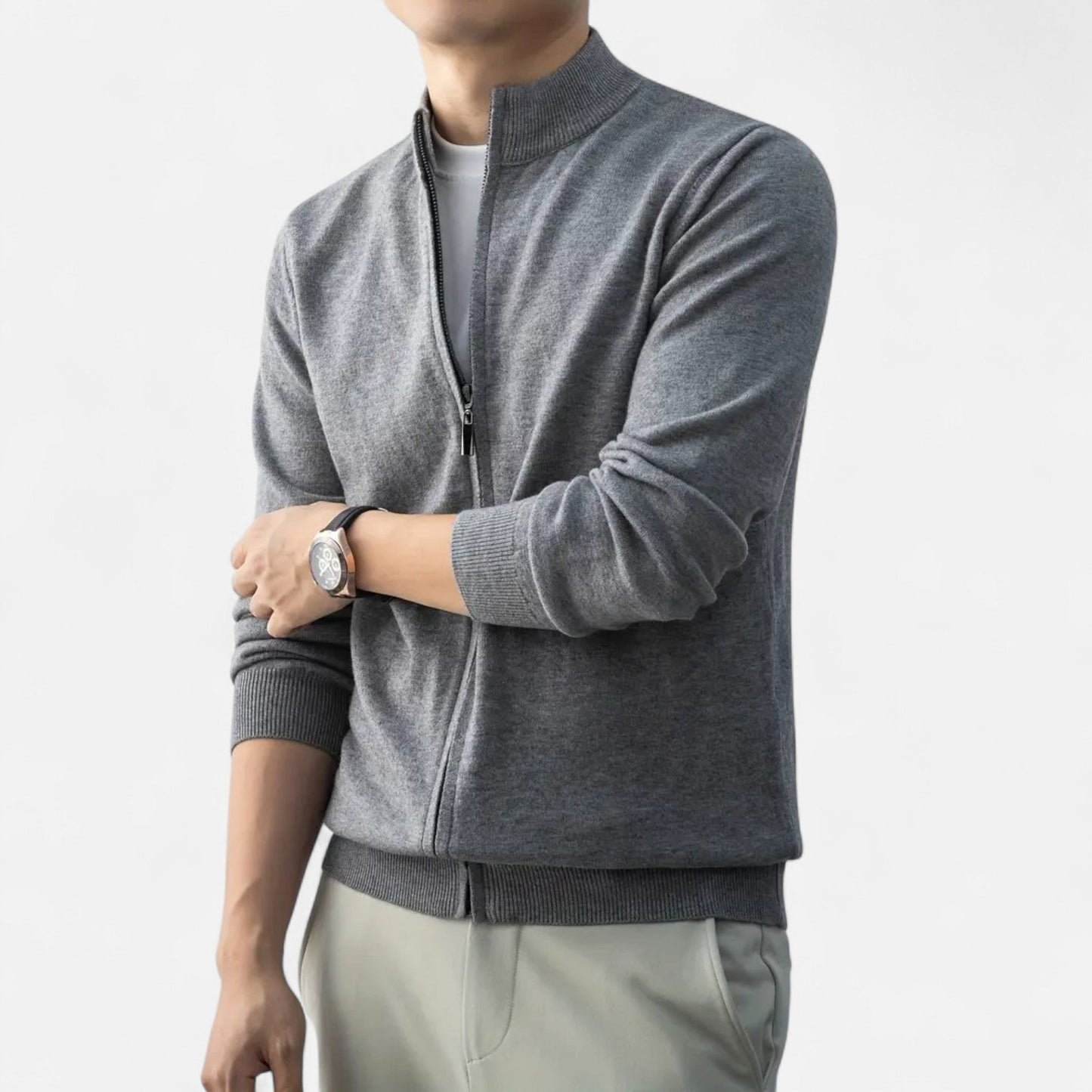 Just-Outlet | Men’s Full-Zip Sweater – Heritage Wool Blend